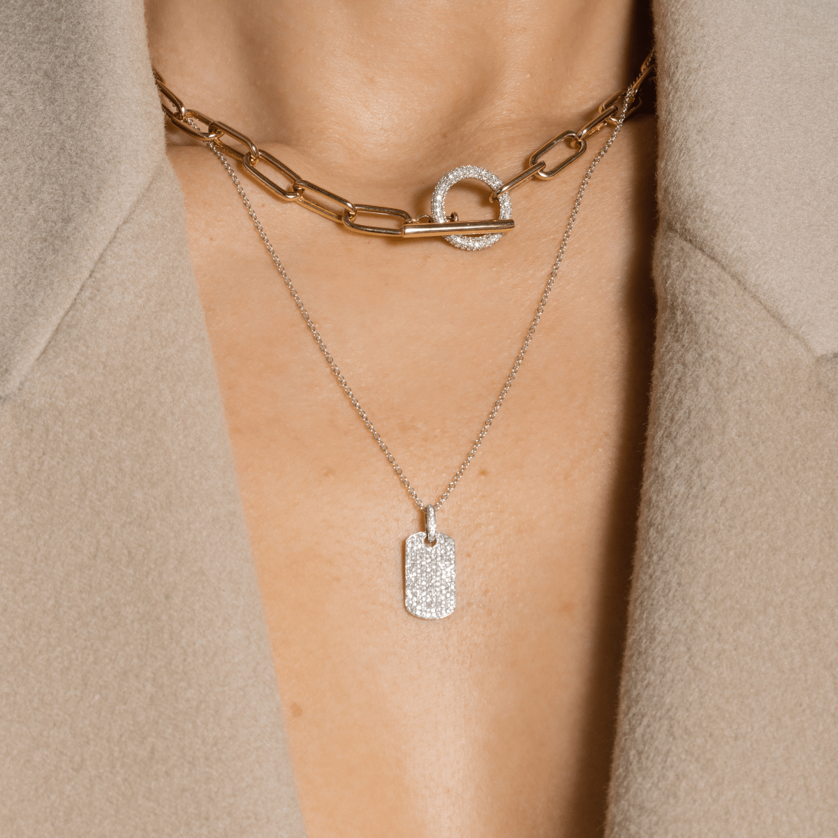 All Diamond Dog Tag Necklace Maria Christofilis Official Site