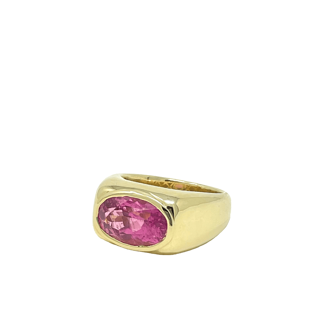 Domed Gypsy Pink Tourmaline Ring