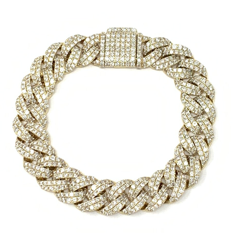14k Rose Gold Pave Diamond Jumbo Cuban Link Bracelet